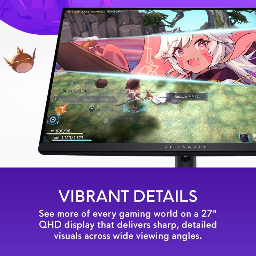 Alienware AW2724DM Gaming Monitor - 27" QHD (2560 x 1440) 180Hz w Overclock, AMD FreeSync Premium Pro, NVIDIA G-SYNC, VESA Display - Black,Black/Silver