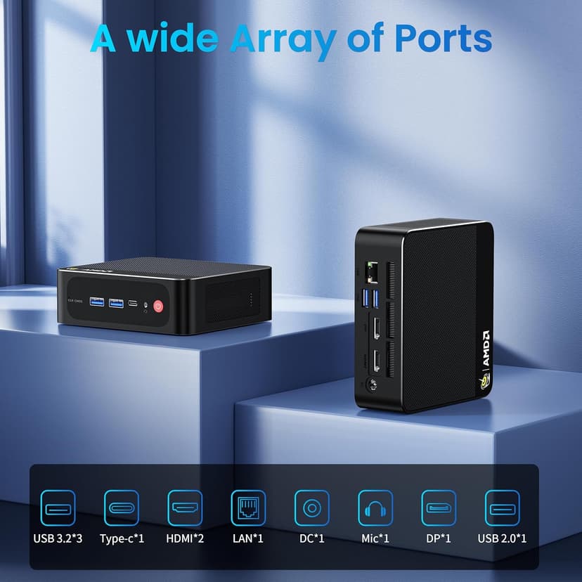 Beelink Mini PC AMD Ryzen 7 5825U Up to 4.5GHz 8C/16T, SER5 PRO Mini Computer with 32GB DDR4 RAM 1TB M.2 SSD, Support 4K Triple Screen Display(HDMI+DP+Type-C)/WiFi6/BT5.2/Gigabit LAN/Home/Office