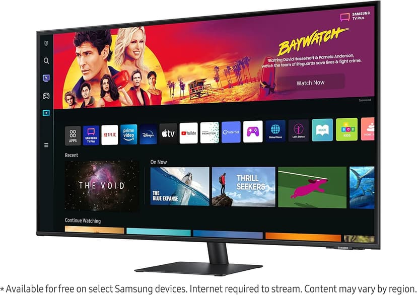 SAMSUNG 43" M70B Series 4K UHD USB-C Smart Monitor & Streaming TV, 4ms, 60Hz, HDR10, Wireless Display, Gaming and IoT Hubs, Alexa Built-in, 2022, LS43BM702UNXZA, Black