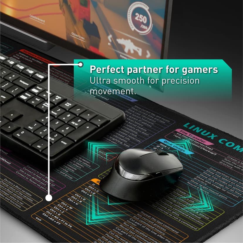 Pixiecube Linux Commands Line Mouse pad - Extended Large Cheat Sheet Mousepad. Shortcuts to Kali/Red Hat/Ubuntu/OpenSUSE/Arch/Debian/Unix Programmer. Non-Slip Gaming Desk mat