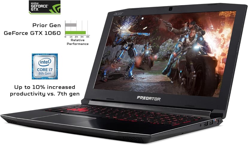 Acer Predator Helios 300 Gaming Laptop PC, 15.6" FHD IPS w/ 144Hz Refresh, Intel i7-8750H, GTX 1060 6GB, 16GB DDR4, 256GB NVMe SSD, Aeroblade Metal Fans PH315-51-78NP