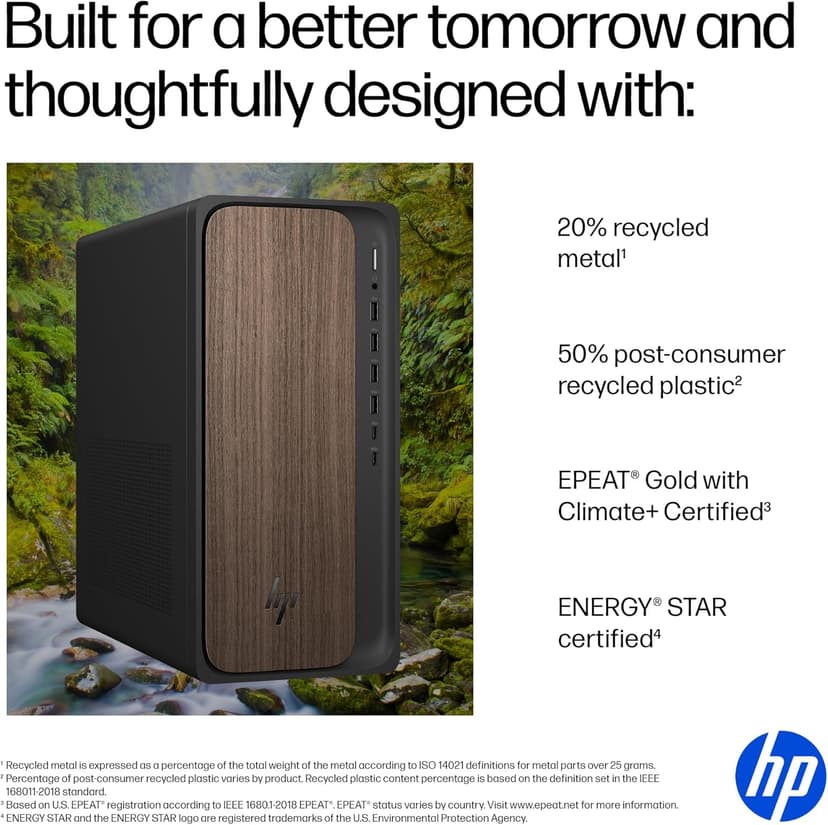 HP OmniDesk Desktop PC, Intel Core Ultra 7 265, 32 GB RAM, 2 TB SSD, Intel Graphics, Windows 11 Home, Microsoft Copilot, Dark Wood, M03-0060 (2025)
