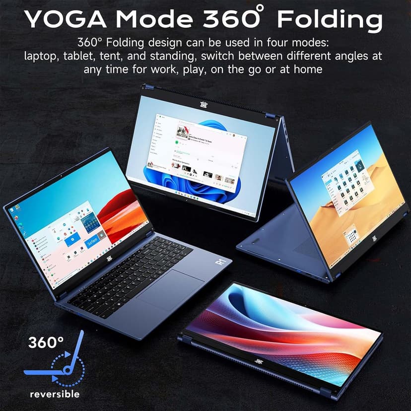 2 in 1 Laptop Convertible 15.6 Inch (16GB RAM, 1TB SSD), i3-1215U 6-Core Processor(Up to 4.4Ghz), FHD IPS Touch Screen Laptop Computer 360° for Students and Business, USB 3.0, Type C