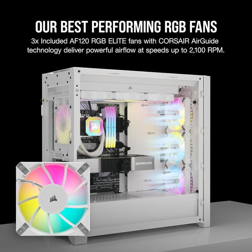 Corsair 5000D Airflow Mid-Tower Case - 3 RGB Fans - Lighting Controller - High-Airflow Design - RapidRoute Cable Management - True White