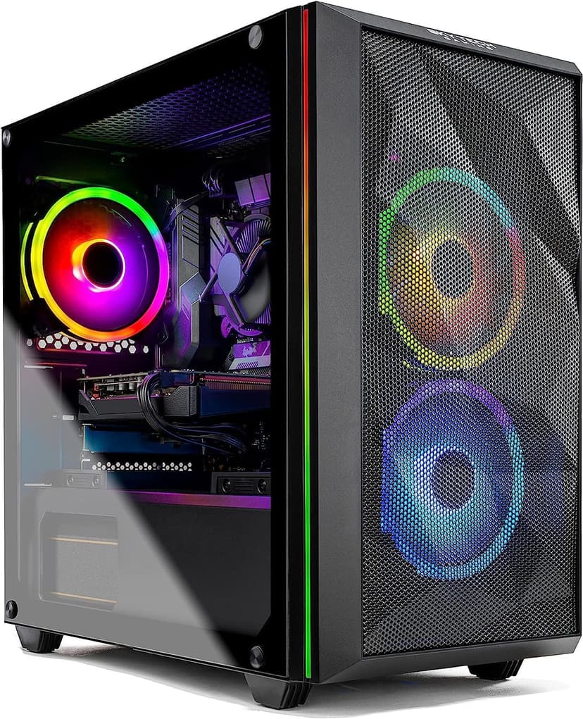 Skytech Gaming Chronos Mini Gaming Computer PC Desktop - Intel Core-i3 10100F 3.6GHz, GTX 1650 4G, 500GB SSD, 8G 3000, RGB Fans, AC WiFi, Windows 10 Home 64-bit,Black