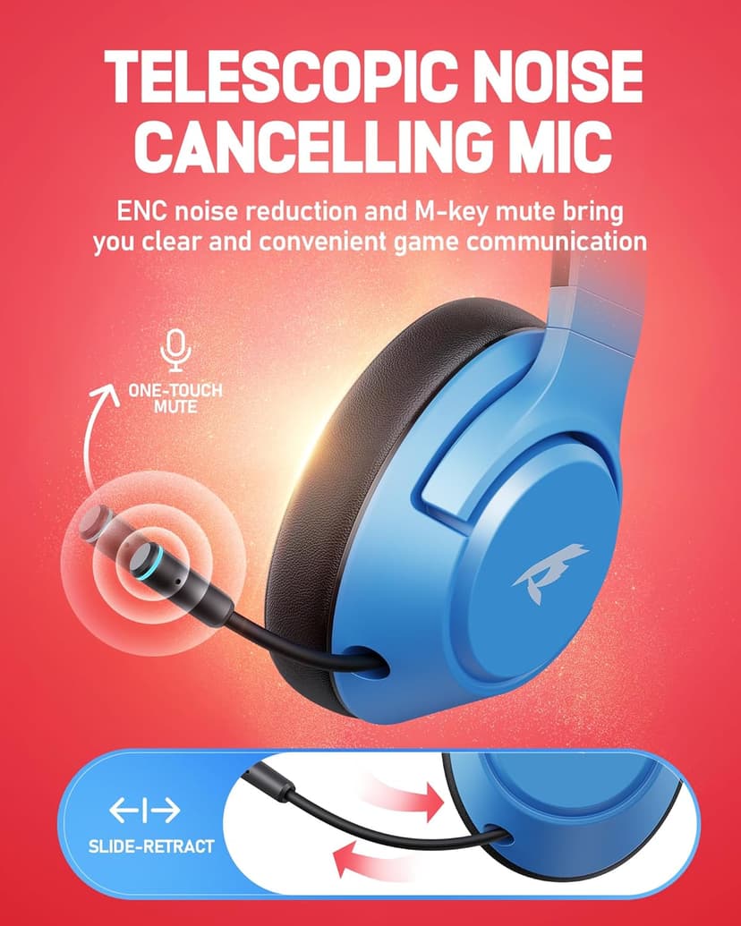 CG-01 2.4Ghz Wireless Gaming Headset for Nintendo Switch丨OLED丨Lite, Bluetooth 5.4 Gaming Headphones with Noise Cancelling Microphone, 40Hr Battery, USB & Type-C Connector for PS5, PS4, PC, Laptop, Mac