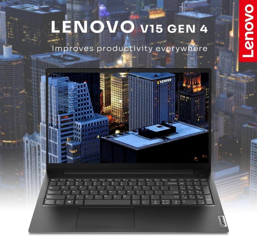 Lenovo V15 Gen 4 Business Laptop, 15.6" FHD Screen, AMD Ryzen 5 5500U, 24GB RAM, 1TB SSD, Webcam, HDMI, Wi-Fi, Windows 11 Pro, Black
