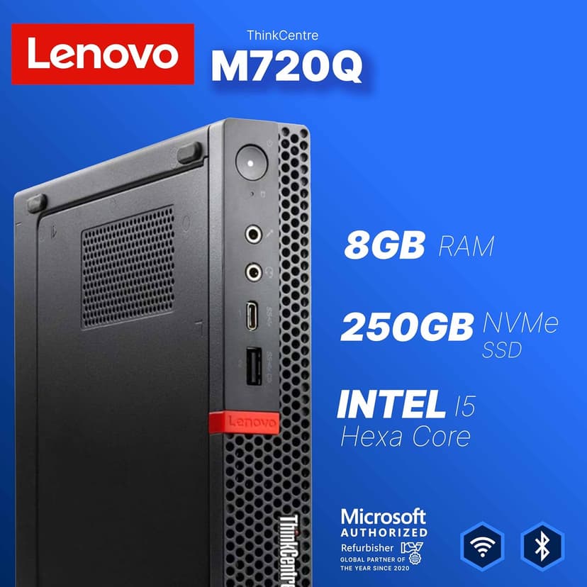 Lenovo M720Q ThinkCentre Mini PC | Windows 11 Pro | Intel i5-8400T | 8GB RAM + 250GB NVME | 5G WiFi + BT | Home or Office Micro Desktop Computer (Renewed)
