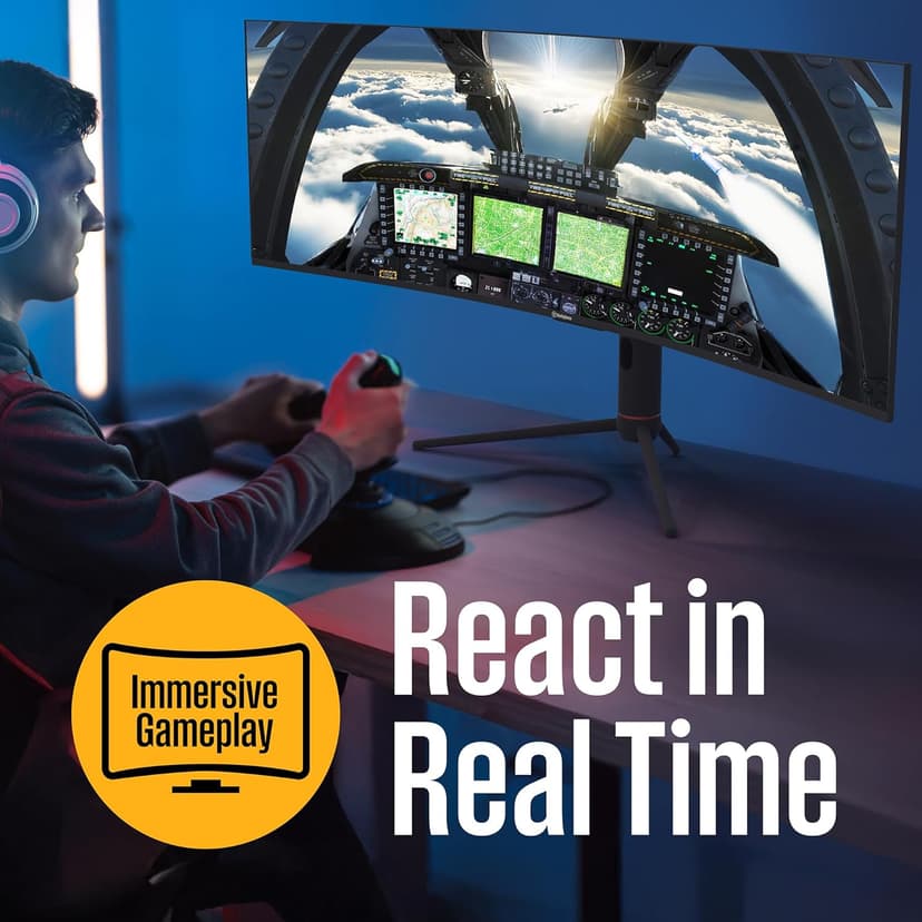 Westinghouse 49 Inch Curved Ultrawide Gaming Monitor, 144Hz, AMD FreeSync Support, Low Motion Blur, R1800 Curve, 3840x1080, for PC Games with Built in Speakers, 2X DisplayPort, 2X HDMI