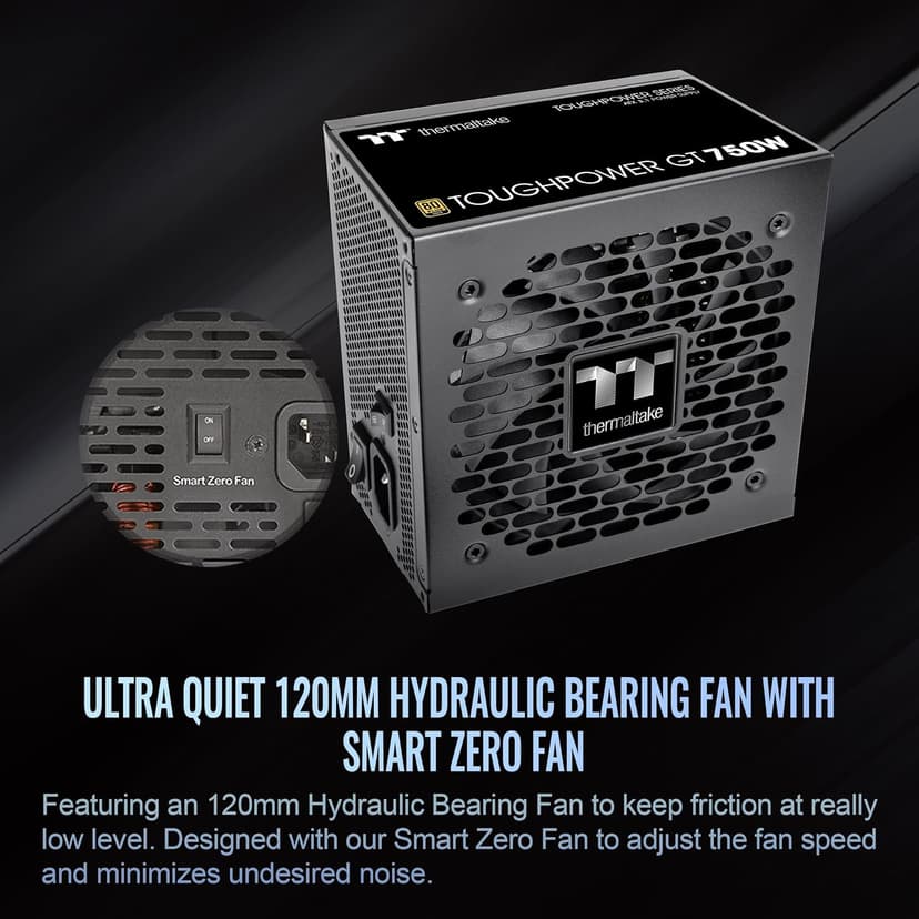 Thermaltake Toughpower GT 750W ATX 3.1 Standard Power Supply; 80 Plus Gold Efficiency; Smart Zero Fan; Native 300W PCIe 5.1 Connector; PS-TPT-0750FNFAGU-3; 5 Year Warranty