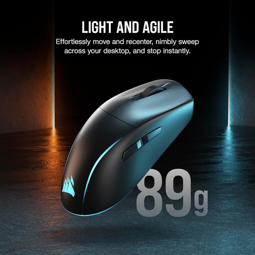 Corsair M75 Wireless RGB Lightweight FPS Gaming Mouse – 26,000 DPI – Swappable Side Buttons – iCUE Compatible – PC – Black