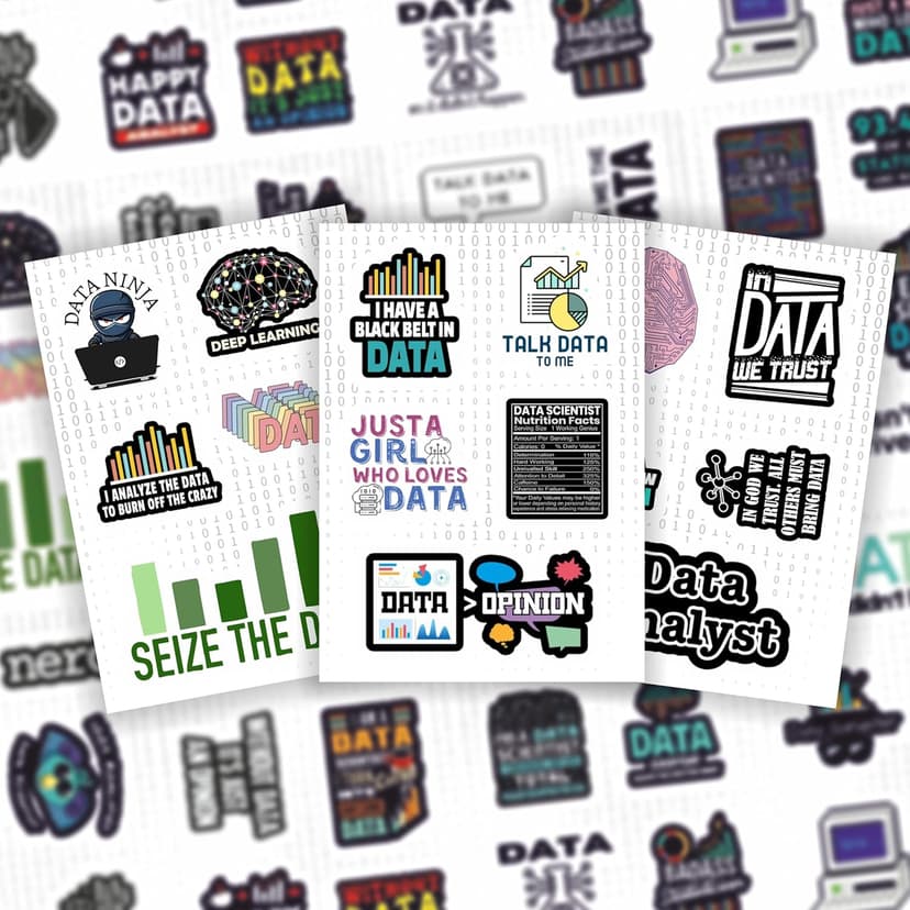BulbaCraft Data Science Stickers for Water Bottle and Laptop - Data Science Party Favors & Decorations, Waterproof Vinyl Decals, Tech and Coding Stickers, Gifts for Women & Men