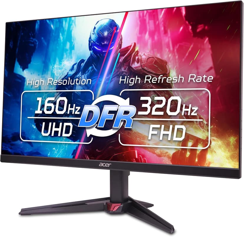 Acer Nitro 27” 4K UHD 3840 x 2160 Gaming IPS Monitor | AMD FreeSync Premium | Up to 160Hz Refresh Rate with DFR to FHD 320Hz| Up to 0.5ms | 1 x Display Port 1.4 & 2 x HDMI 2.1 Ports | VG270K V4bmiipx