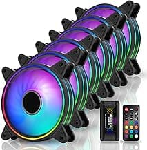 EZDIY-FAB Moonlight 120mm RGB Case Fan, 6 Pack, ARGB, Aura SYNC, Speed Control, 26.16 CFM, Desktop Compatible