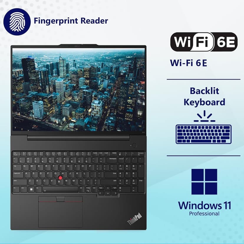 Lenovo ThinkPad E16 G2 Business Laptop Computer, Intel 16-Core Ultra 7 155H (Beat i7-13705H), 64GB DDR5 RAM, 2TB PCIe SSD, 16" FHD+, WiFi 6E, Backlit Keyboard, Fingerprint Reader, W11 Pro, Vent-Hear