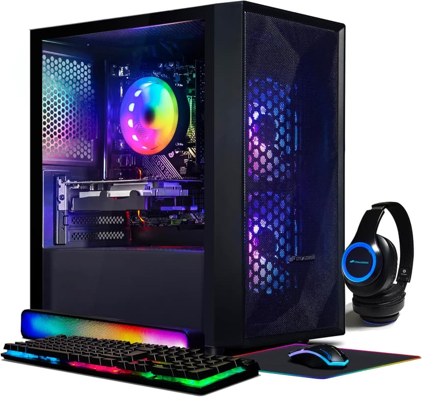 STGAubron Gaming PC, GeForce GTX 1660 Super 6G, Intel Core i3-10100F up to 4.3G, 16G DDR4, 1T SSD, WiFi, BT 5.0, RGB Fan x3, RGB BT Sound Bar, RGB BT Gaming Mic, Windows 11 Home