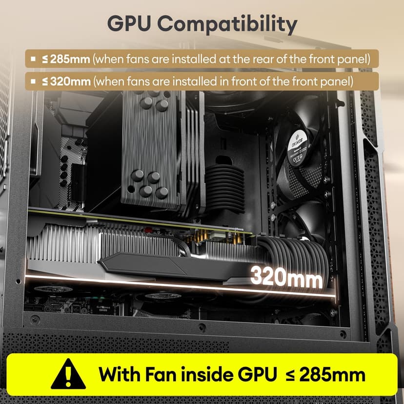 Genuine Walnut Wood Micro ATX Case, MATX PC Case with 4 × 120mm 3 Pin Non-PWM Case Fans Pre-Installed, Temper Glass Side Panel, with Type-C, Black, Cypress 3 Wood