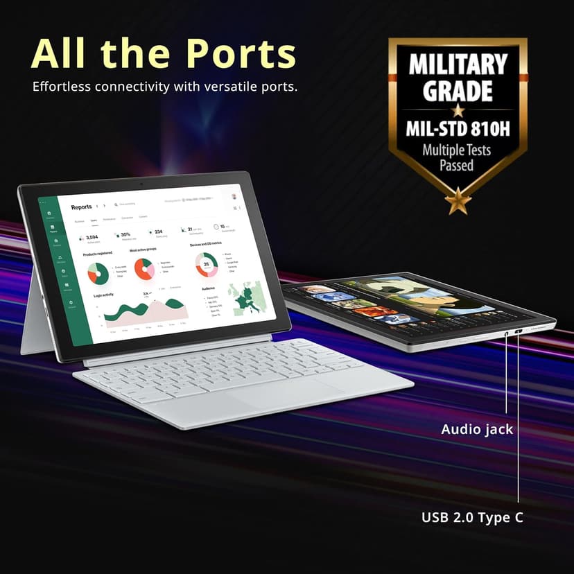 ASUS Chromebook Detachable CM3001 10.5" 2-in-1 WUXGA Touchscreen Laptop, MediaTek Kompanio 520, 4GB RAM, 224GB Storage(64GB eMMC+160GB Docking Station Set), Wi-Fi 6, Chrome OS, Silver