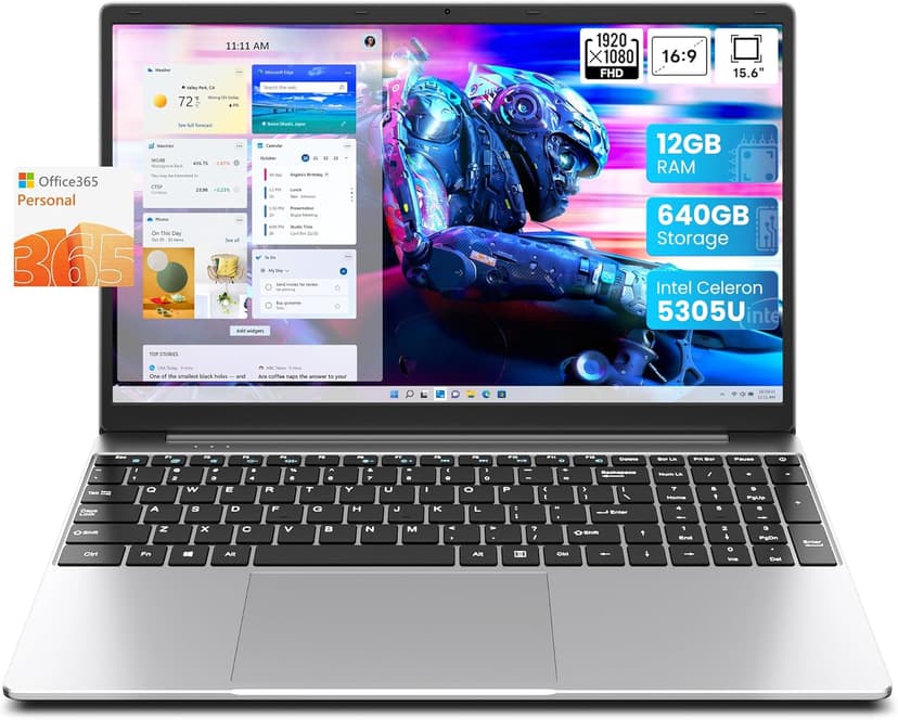 jumper Laptop, 12GB RAM 640GB ROM, Office 365-1 Year 5305U Processor, 15.6 Inch Computer, FHD IPS Screen, 38Wh Battery, 2 Stereo Speakers, USB3.0 * 2, HDMI, for Business and Students.