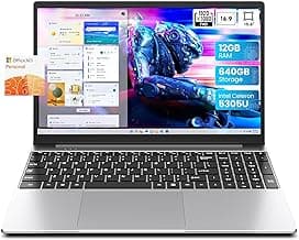 jumper Laptop, 12GB RAM 640GB ROM, Office 365-1 Year 5305U Processor, 15.6 Inch Computer, FHD IPS Screen, 38Wh Battery, 2 Stereo Speakers, USB3.0 * 2, HDMI, for Business and Students.