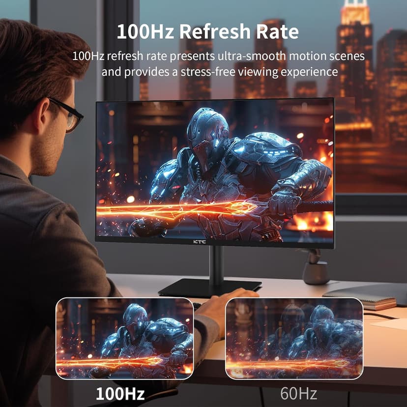 27 Inch QHD Computer Monitor, 2K 100Hz IPS Gaming Monitor, 1440P Frameless Eye Care PC Office Monitor with HDMI/DP, FreeSync & G-Sync, HDR10, VESA, Tilt Adjustable