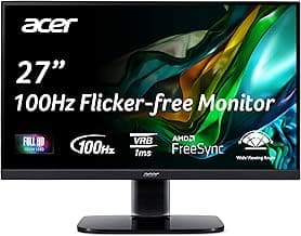 Acer KB272 EBI 27" IPS Full HD (1920 x 1080) Zero-Frame Gaming Office Monitor | AMD FreeSync Technology | Up to 100Hz Refresh | 1ms (VRB) | Low Blue Light | Tilt | HDMI & VGA Ports,Black