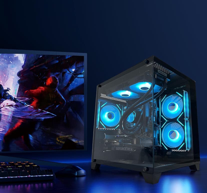 Gaming PC Desktop Computer, Ryzen 7 5700X,RTX 4060,32GB DDR4 RAM and 1TB M.2 NVMe SSD, 240 Liquid Cooler, ARGB Fans,Game Design Office (R7 5700X / RTX 4060 / 32GB DDR4 / 1TB SSD)