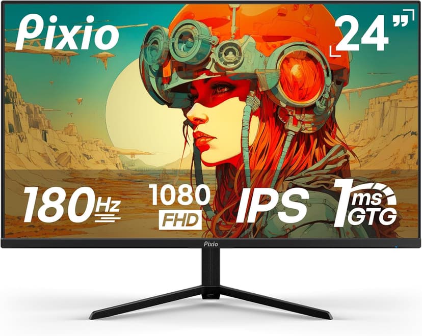 Pixio PX248 Prime V2 Black 24 inch 180Hz Refresh Rate FHD 1080p Resolution Fast-IPS Panel 1ms GTG Response Time Adaptive Sync LED Built-in Speakers Tilting Stand Gaming Monitor