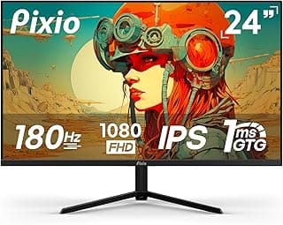 Pixio PX248 Prime V2 Black 24 inch 180Hz Refresh Rate FHD 1080p Resolution Fast-IPS Panel 1ms GTG Response Time Adaptive Sync LED Built-in Speakers Tilting Stand Gaming Monitor