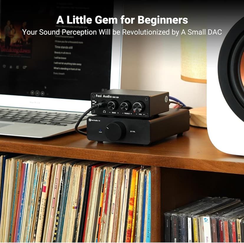 Fosi Audio Q4 DAC Headphone Amp for PC, Desktop Digital to Analog Audio Converter for Home Stereo Amplifier and Powered Speakers, PC-USB/Optical/Coaxial Inputs, 3.5mm Headphone/RCA Outputs