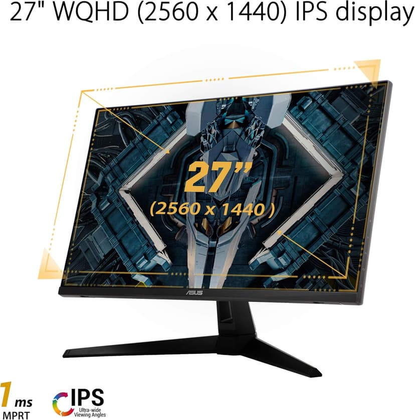 ASUS TUF Gaming 27" 2K HDR Monitor (VG27AQ1A) - QHD (2560 x 1440), IPS, 170Hz (Supports 144Hz), 1ms, Extreme Low Motion Blur, Speaker, G-SYNC Compatible, VESA Mountable, DisplayPort, HDMI,BLACK