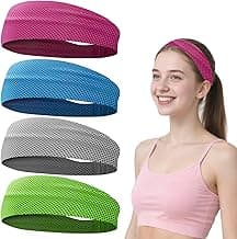 4 Pcs Cooling Headbands for Women Men Sport Sweatband for Running Yoga Cycling Hiking Workout