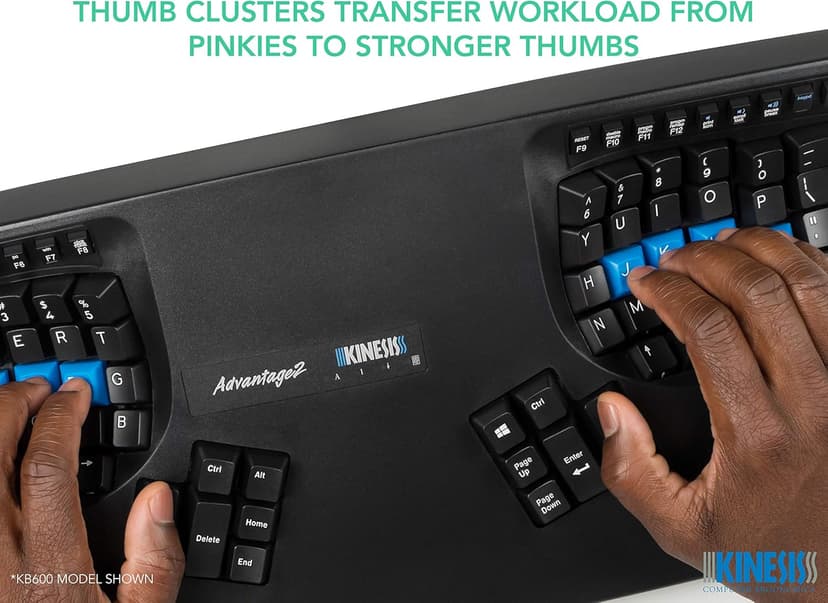 Kinesis Advantage2 Ergonomic Keyboard (KB600), Black top case, Cherry MX Brown Switches, QWERTY keycaps