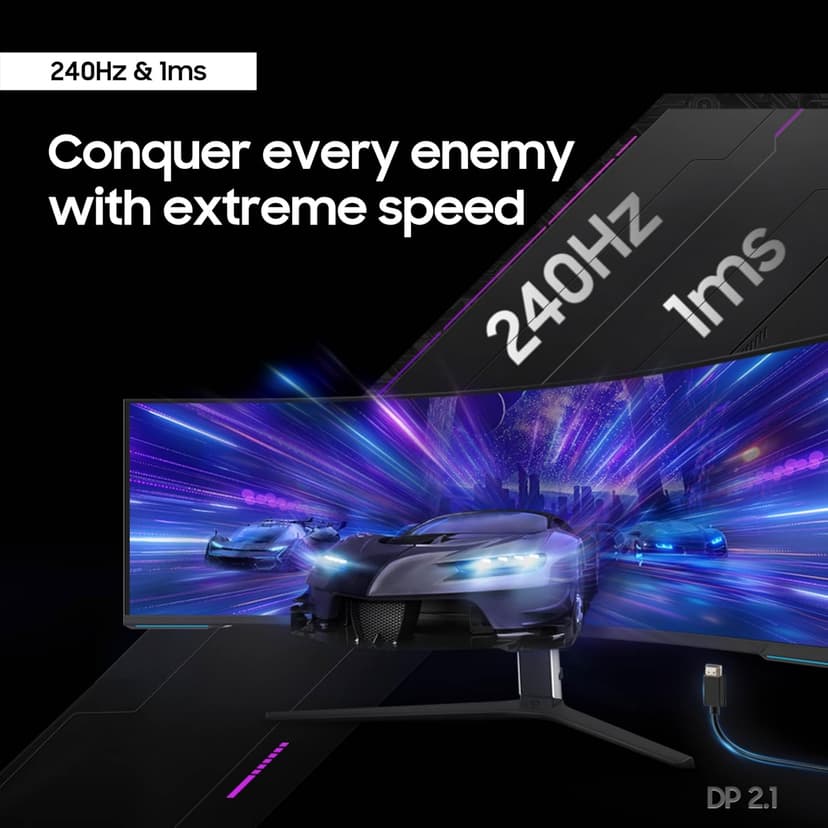 Samsung 57" Odyssey Neo G9 Series Dual 4K UHD 1000R Curved Gaming Monitor, 240Hz, 1ms with DisplayPort 2.1, Quantum Mini-LED, DisplayHDR 1000, AMD FreeSync Premium Pro, LS57CG952NNXZA