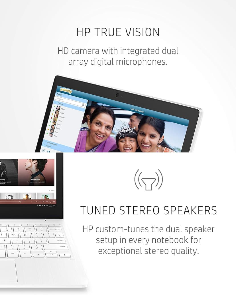 HP Chromebook 11-inch Laptop - Up to 15 Hour Battery Life - MediaTek - MT8183 - 4 GB RAM - 32 GB eMMC Storage - 11.6-inch HD Display - with Chrome OS™ - (11a-na0021nr, 2020 model, Snow White)