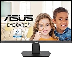 ASUS 24” (23.8-inch viewable) 1080P Eye Care Monitor (VA24EHF) - IPS, Full HD, Frameless, 100Hz, 1ms, Adaptive-Sync, for Working and Gaming, Low Blue Light, HDMI, VESA Mountable, Tilt, BLACK