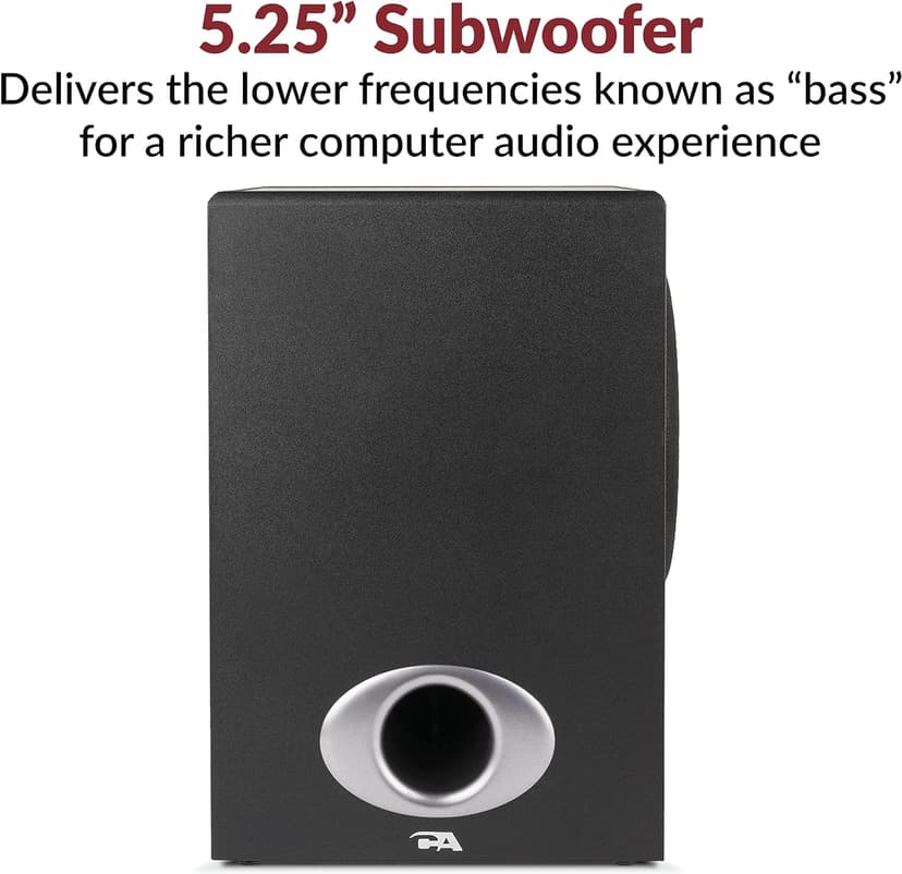Cyber Acoustics CA-3810 2.1 Multimedia Speaker System with Subwoofer, 80 Watts Peak Power, Strong Bass, Perfect for Music, Movies, and Games