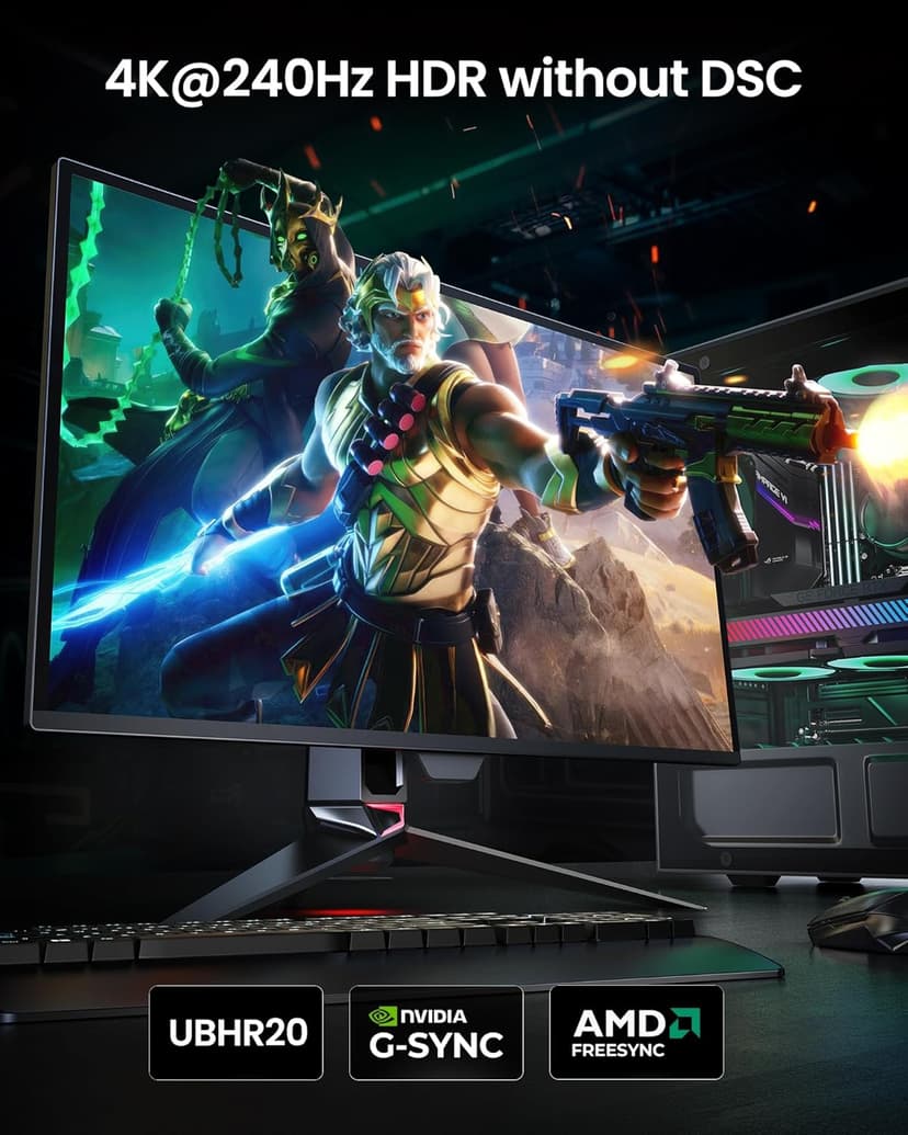Silkland 80Gbps DisplayPort Cable 2.1 6.6FT [VESA Certified], [8K@240Hz, 4K@540Hz 360Hz 240Hz] DP 2.1 Cable 16K, DP80 HDR DSC Display Port Cord Compatible FreeSync Gaming Monitor 5090 7900XTX, S1334