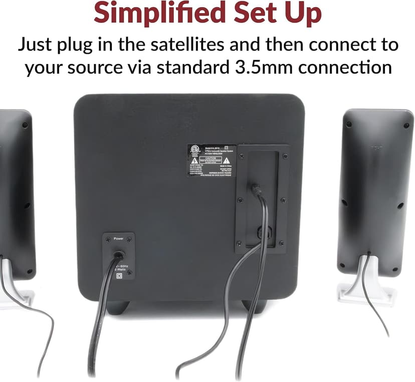 Cyber Acoustics CA-3610 2.1 Multimedia Speaker System with Subwoofer, Perfect Computer Speakers for PC or Mac, Great for Music, Movies, and Gaming