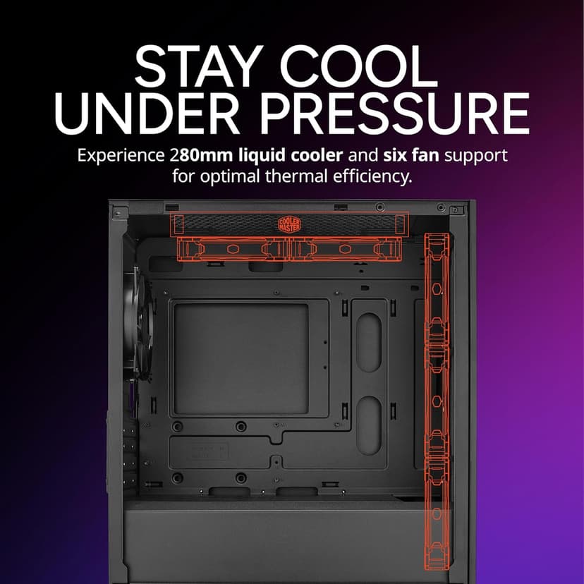 Cooler Master Elite 301 Lite Micro-ATX High Airflow Minimalist PC Case, 365mm GPU Max, Compatible RTX 5080|RX 7090 XT, 280mm AIO Max, Type C, Tempered Glass, 120mm PWM Fan, Intakes Grill