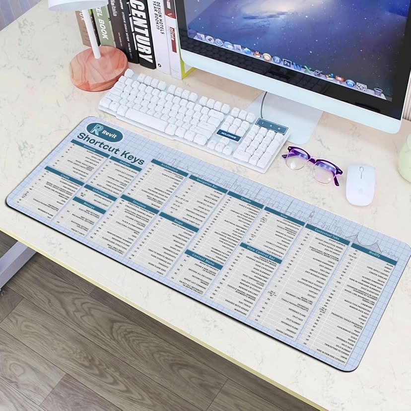Autodesk Revit Shortcut Keys Mouse Mat, Revit Cheat Sheet Revit Quick Reference Extra Large Mousepad Gift for Architect Office Desk Decor Desk Mat KMH