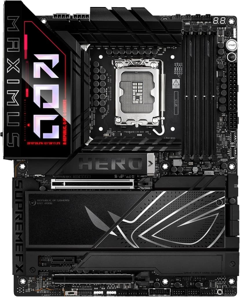 ASUS ROG Maximus Z890 Hero Intel® Z890 LGA 1851 ATX Motherboard, Advanced AI PC-Ready, 22+2+1+2 Stages, DDR5, WiFi 7, 3X PCIe® 5.0 M.2, Thunderbolt™ 4, USB Type-C®, AI Overclocking/Cooling/Networking