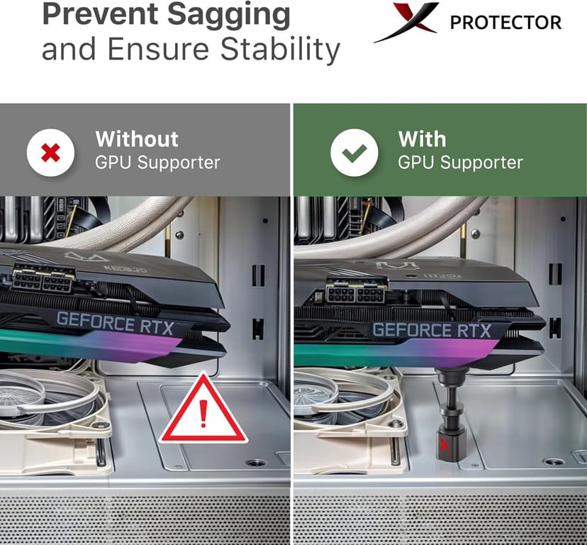 X-Protector GPU Support Bracket - Small GPU Sag Bracket 1" - 2" - Premium GPU Stand with Rubber Pad - Ideal Graphics Card Support for The Most Set Ups!