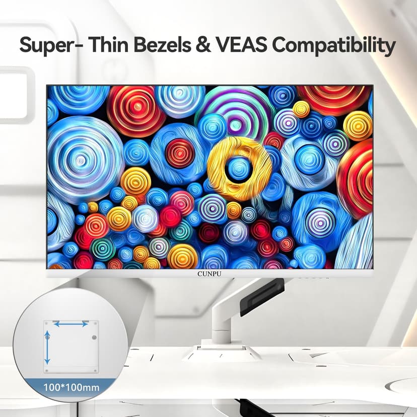 27 Inch 2560x1440p 120Hz White Monitor, IPS Ultra-Thin Bezel Computer Gaming Monitor, 100% sRGB, 16.7M Colors, Adaptive Sync, HDMI/DP, VESA 100x100mm, Eye Care, Tilt Adjustable for Game and Work