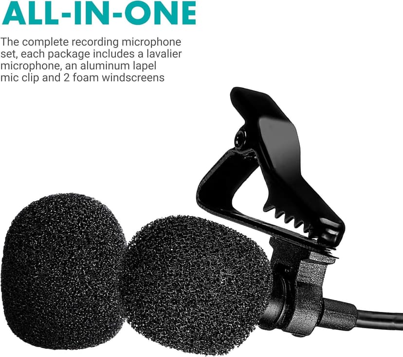 Movo M1 USB Lavalier Lapel Clip-on Omnidirectional Computer Microphone for Laptop, PC and Mac, Perfect Podcasting, Gaming, Streaming and Desktop Mic (20-Foot Cord)