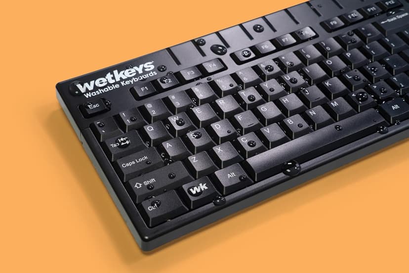 WetKeys Professional-Grade Full-Size ABS Plastic Washable Keyboard with 10-Key Number-pad (USB) (Black) | KBWKABS104-BK