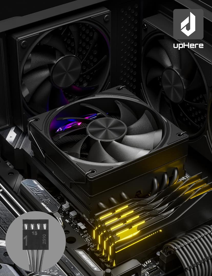 upHere Low Profile CPU Cooler Φ6mm*6 Low Profile Cooler 120mm Fan Low Profile CPU Cooler AM4 Compatible with AM5/Intel LGA 2011/2066(X79/X99)/1851/1700/1200/1150/1121/1155/1156/1366/1356/AM3/AM2/AM3+