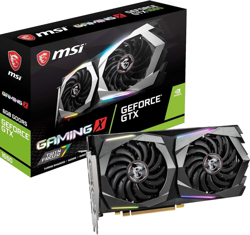 MSI Gaming GeForce GTX 1660 128-Bit HDMI/DP 6GB GDRR5 HDCP Support DirectX 12 Dual Fan VR Ready OC Graphics Card (GTX 1660 Gaming X 6G)