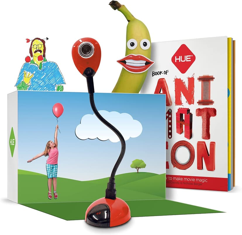 HUE Animation Studio: Complete Stop Motion Kit (Camera, Software, Book) for Windows/macOS (Red) with Carry Case
