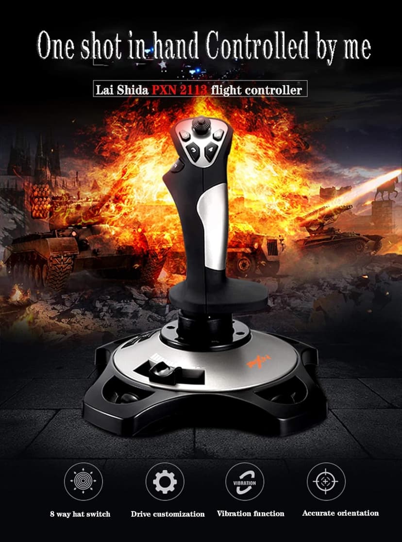 PXN Flight simulator controls 2113 pc flight joystick controls with Vibration Function and Throttle Controls Wired Flight Stick for PC Windows XP/VISTA/7/8/10/Computer/Laptop(PC only)